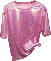 Thumbnail for your product : Tidec Women's Ladies Sequin Sparkle Glitter Party T-Shirt Blouse Short Sleeve O Neck Glitter Bling Shiny Top Tee Shirt Blouses (One Size
