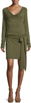 Thumbnail for your product : Haute Hippie Cowl-Neck Open-Back Jersey Mini Dress, Olive