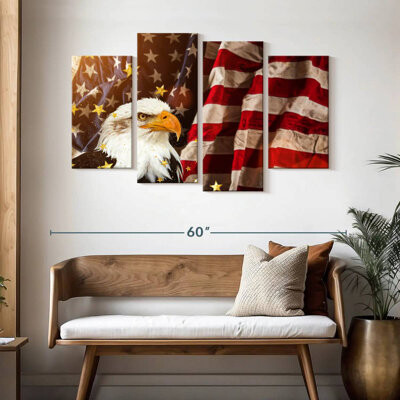 Ebern Designs Brampt American Flag With Bald Eagle