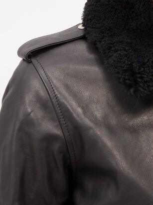 Nili Lotan Kenzie Shearling-collar Leather Bomber Jacket - Black