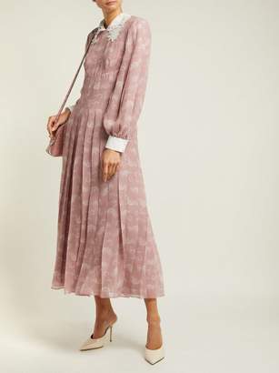 Fendi Lace Collar Paisley Print Silk Midi Dress - Womens - Pink Print