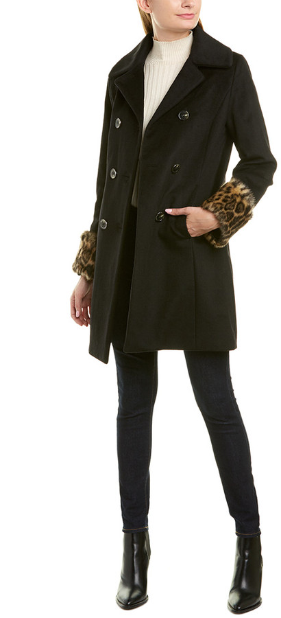 tahari black wrap coat