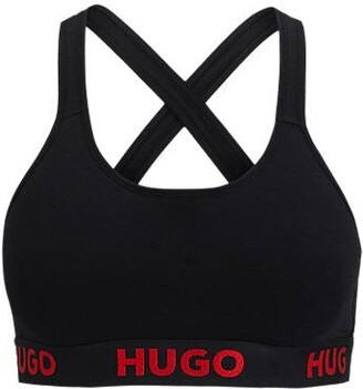 HUGO BOSS Sports bra in stretch cotton with repeat logos - ShopStyle
