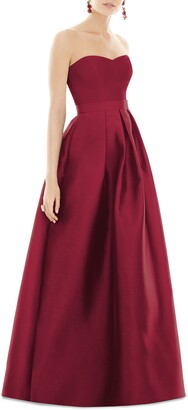 Alfred Sung Strapless Satin Twill A-Line Gown