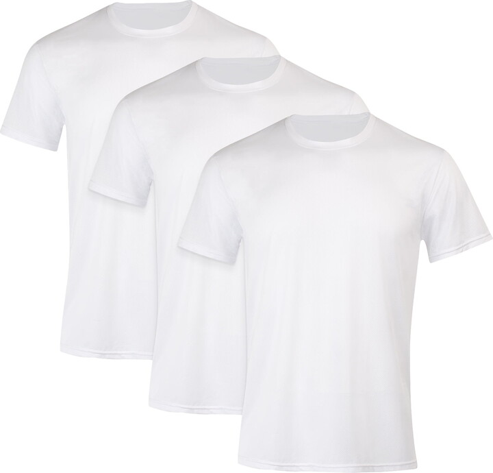 Hanes Moves Men's Breathable Mesh Crewneck T-Shirt, X-Temp, White 3-Pack Inseam