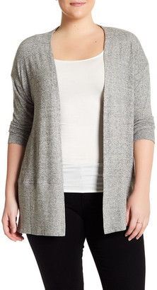 Hip Long Sleeve Open Front Cardigan (Plus Size)