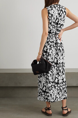 Rixo Mykonos Floral-print Linen-blend Midi Dress - Black