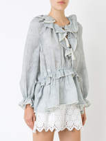 Thumbnail for your product : Zimmermann striped frill neck blouse