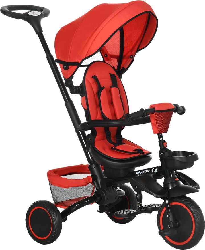 HOMCOM Multifunctional Baby Trike with Parent Handle, Rotatable Seat ...
