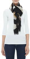 Thumbnail for your product : Tory Burch Reva Colorblock T-Logo Scarf, Black/Beige/White