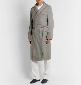 Isaia Piped Cotton And Cashmere-Blend Twill Robe