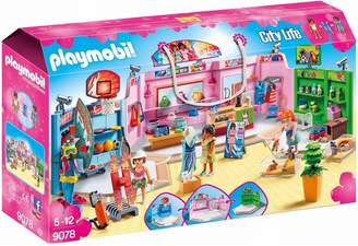 Playmobil 9078 City Life Shopping Plaza with Sports, Pet and Clothing Retailers