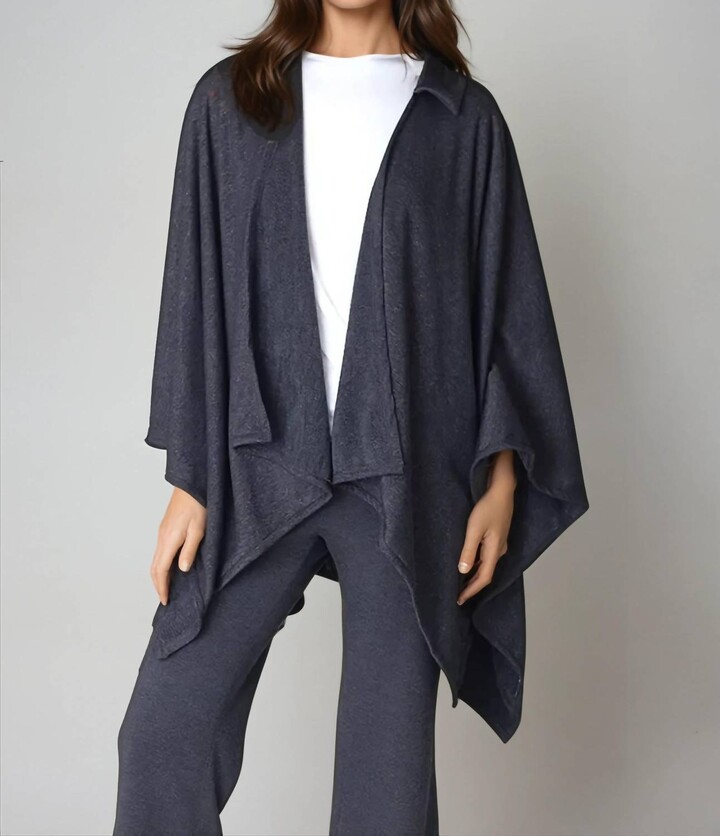 Buki Cape Wrap Kimono In Charcoal Grey