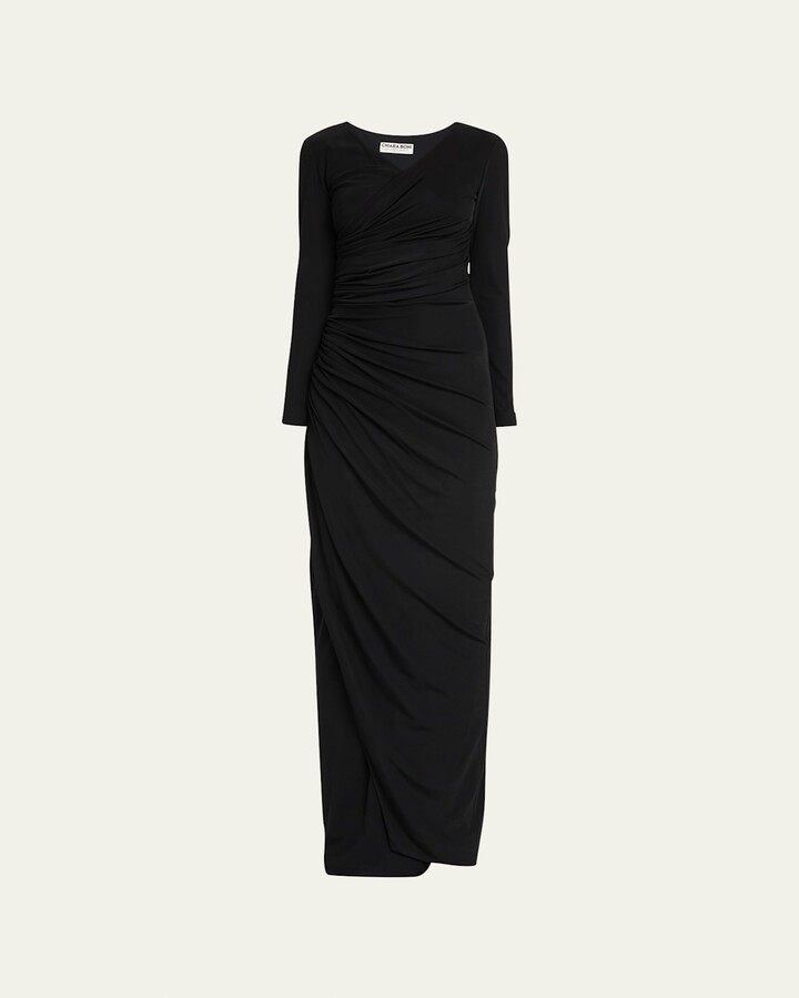 Bello Ruched Jersey Column Gown