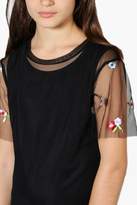 Thumbnail for your product : boohoo Girls Embroidered Sleeve Mesh Dress