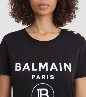 Balmain Button-Detail Logo T-Shirt