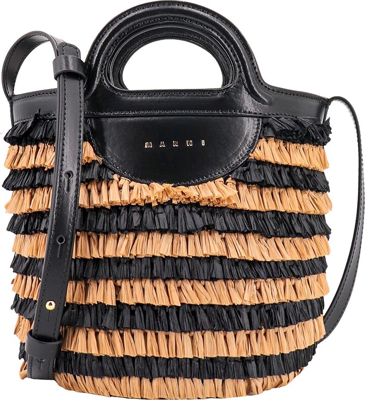 Marni Leather bucket bag with bicolor fringes - ShopStyle