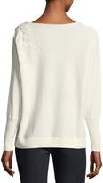 Thumbnail for your product : Lafayette 148 New York Cashmere-Blend Leaf-Embroidered Sweater