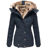 Thumbnail for your product : CHAOEN Winter Coats Women Warm Parka Quilted Hooded Long Coat Plus Size Thick Mid Long Jacket Faux Fur Fleece Lined Body Zip Pockets S-30XL