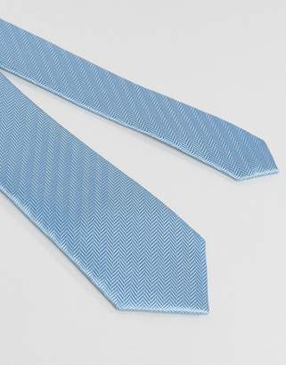 French Connection Tie In Blue Herringbone