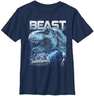 Fifth Sun Jurassic World Big Boy's Blue T-Rex Beast Storm Short Sleeve T-Shirt