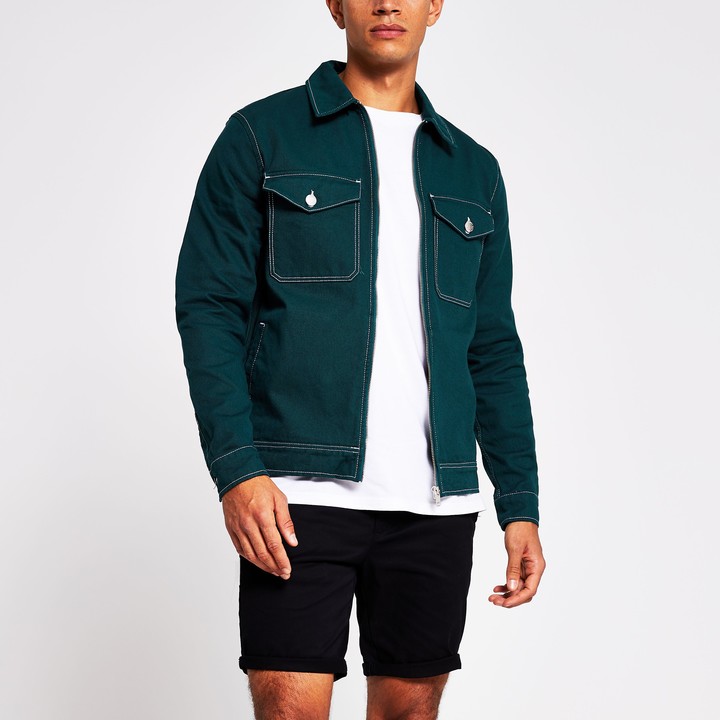 dark green denim jacket mens