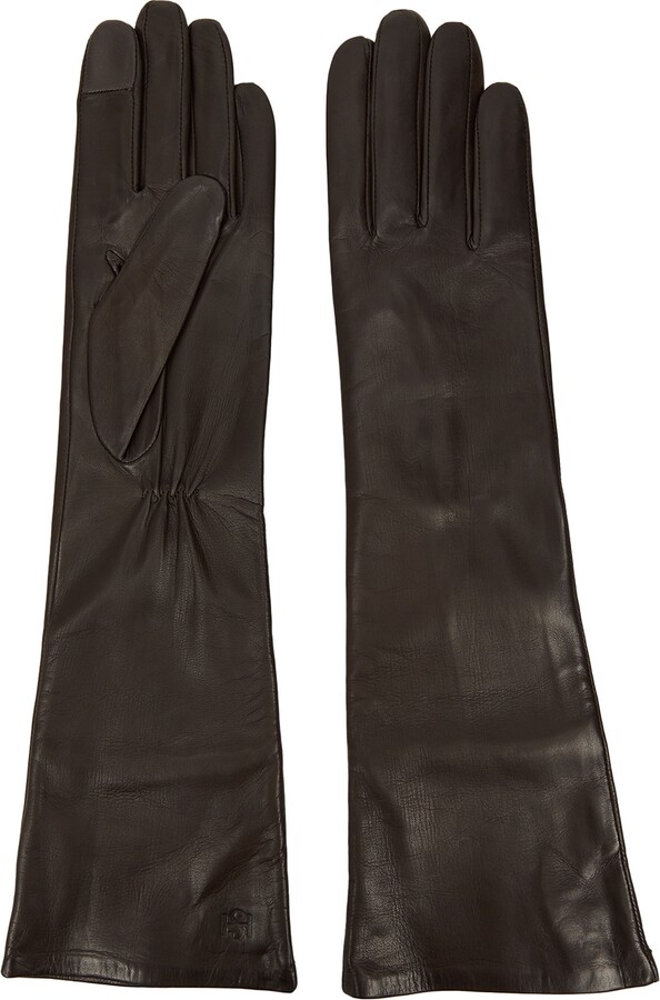 Handsome Stockholm Essentials Long Leather Gloves - Chocolate - ShopStyle
