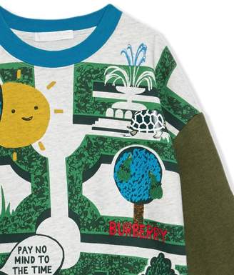 Burberry Kids TEEN Hedge Maze Print Cotton Sweatshirt