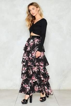 Nasty Gal Let the Tiers Fall Floral Maxi Skirt