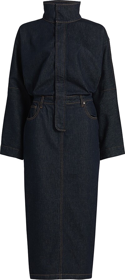 Women's Sebastian Denim Midi-Dress - Dark Wash - Size XS