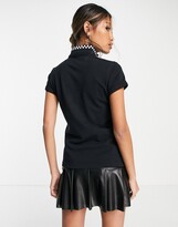 Thumbnail for your product : Fred Perry x Amy Winehouse checkerboard collar polo tee in black