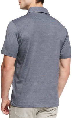 Ermenegildo Zegna Micro-Striped Cotton-Blend Short-Sleeve Polo Shirt, Navy