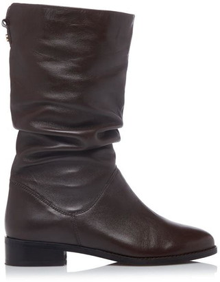 black ruched calf boots