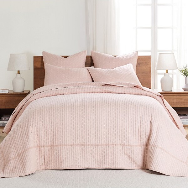 Levtex Home CrossStitchBlushKingBedspreadSet-LevtexHome