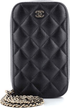 Chanel Quilted Chain Around Phone Holder in Black Lambskin — UFO No More