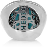 Thumbnail for your product : Hampton Sun Amedeo Rhodium-plated, faux turquoise and topaz monkey cameo ring