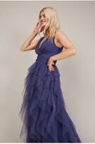Thumbnail for your product : Little Mistress Bridesmaid Leonora Lavender Grey Ruffle Mesh Maxi Dress