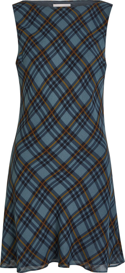 Reformation Dale Plaid Georgette Mini Dress