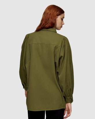 Topshop Women's Green Shirts & Blouses - Casual Shirt - Size 10 at The Iconic