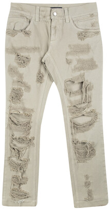 Dolce & Gabbana 14 Gold Beige Distressed Ripped Jeans S - ShopStyle