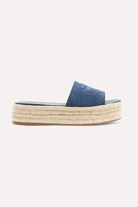 denim platform slides