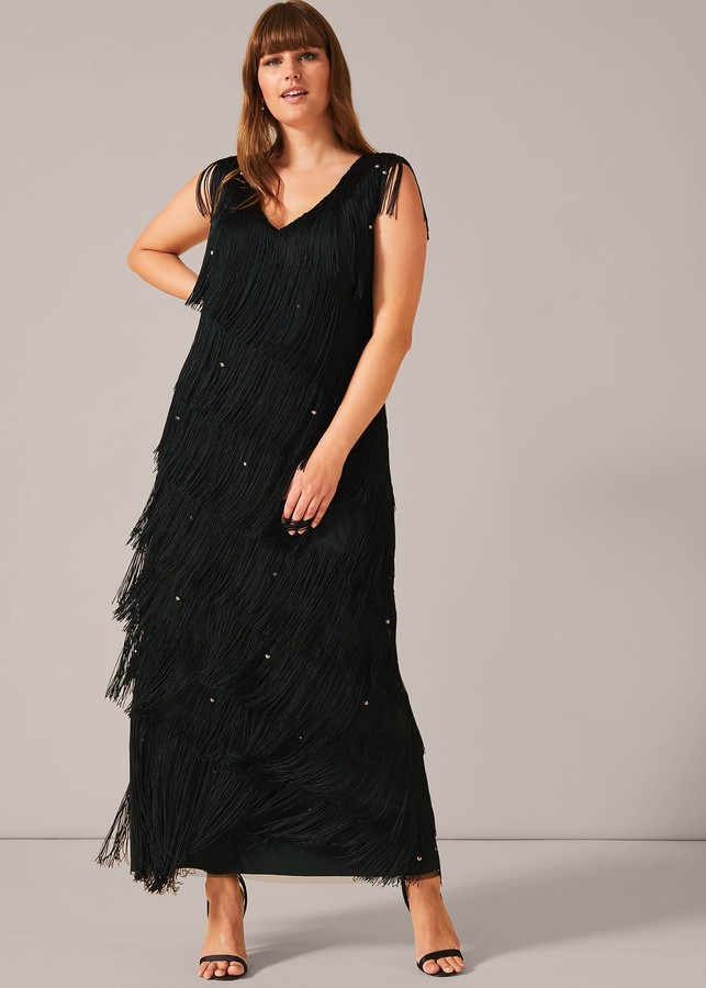 fringe maxi dress uk
