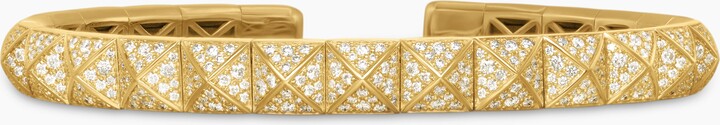 David Yurman Pyramid Bangle Bracelet in 18K Yellow Gold with Diamonds | Women's | Size L