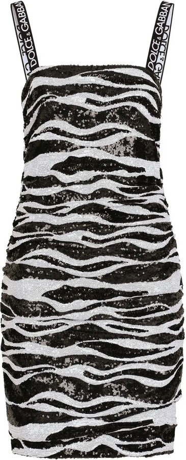 Dolce & Gabbana Sequin-Embellished Zebra Print Mini Dress