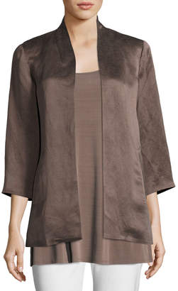 Eileen Fisher Organic-Linen/Silk Satin Jacket, Plus Size