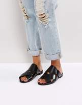 Thumbnail for your product : H By Hudson Leather High-Shine Flat Sandal