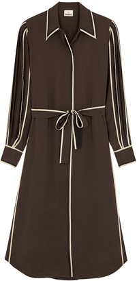 BODICE Brown Silk Crepe De Chine Shirt Dress