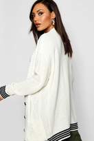 Thumbnail for your product : boohoo Stripe Detail Cable Knit Boyfriend Cardigan
