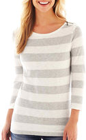 Thumbnail for your product : JCPenney jcp 3/4-Sleeve Zip-Shoulder Boatneck Tee