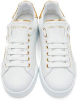 Thumbnail for your product : Dolce & Gabbana White and Gold Pearl Sneakers